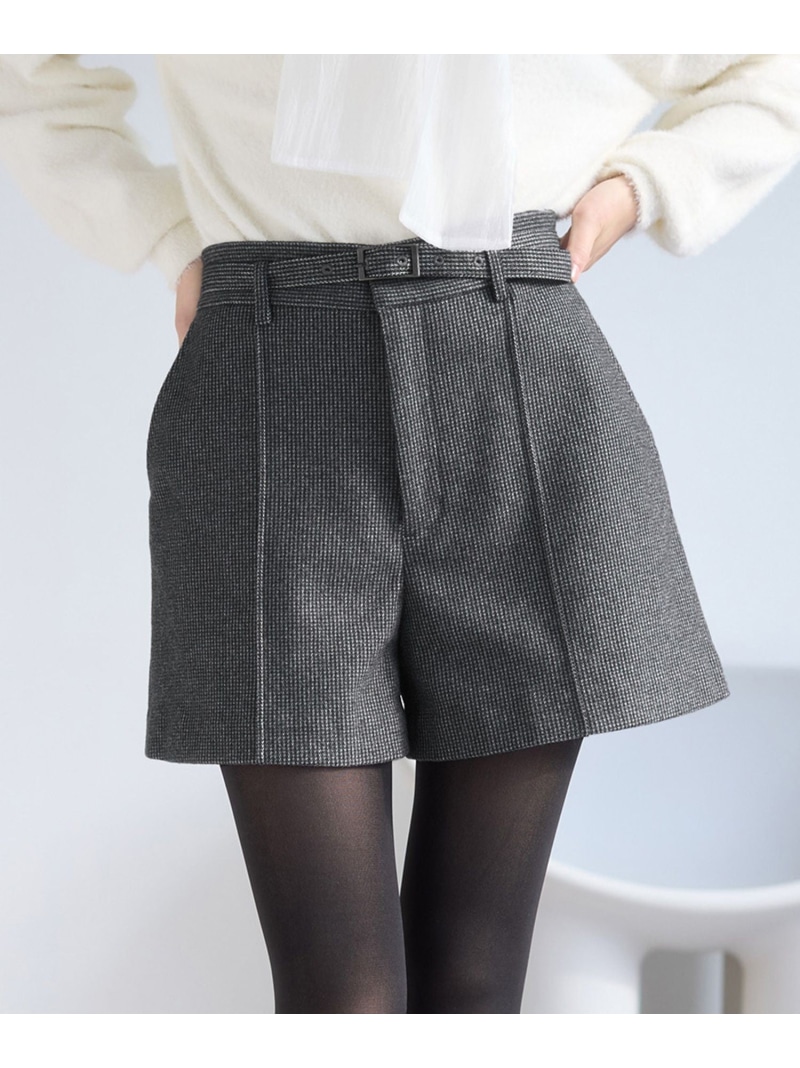 ジャージメルトンベルト付きショートパンツ VIS ビス パンツ その他のパンツ グレー ベージュ【送料無料】[ Fashion]