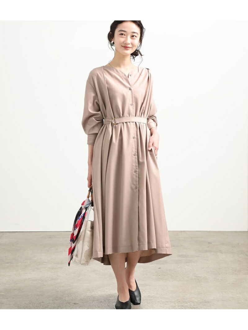 楽天市場 Rakuten Fashion Sale 70 Off タックvネック前開きシャツワンピース Vis ビス ワンピース ワンピースその他 ベージュ グリーン Rba E J Adore Jun Online