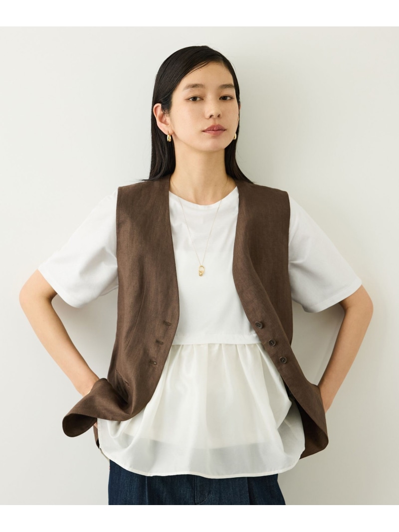 【SALE／30%OFF】カットオーガンジー ドッキングペプラムカットソー/接触冷感・汗染み防止加工・吸水速乾・イージーケア ROPE' ロペ トップス カットソー・Tシャツ ブラック ホワイト【RBA_E】【送料無料】[ Fashion]｜J&rsquo;aDoRe JUN ONLINE