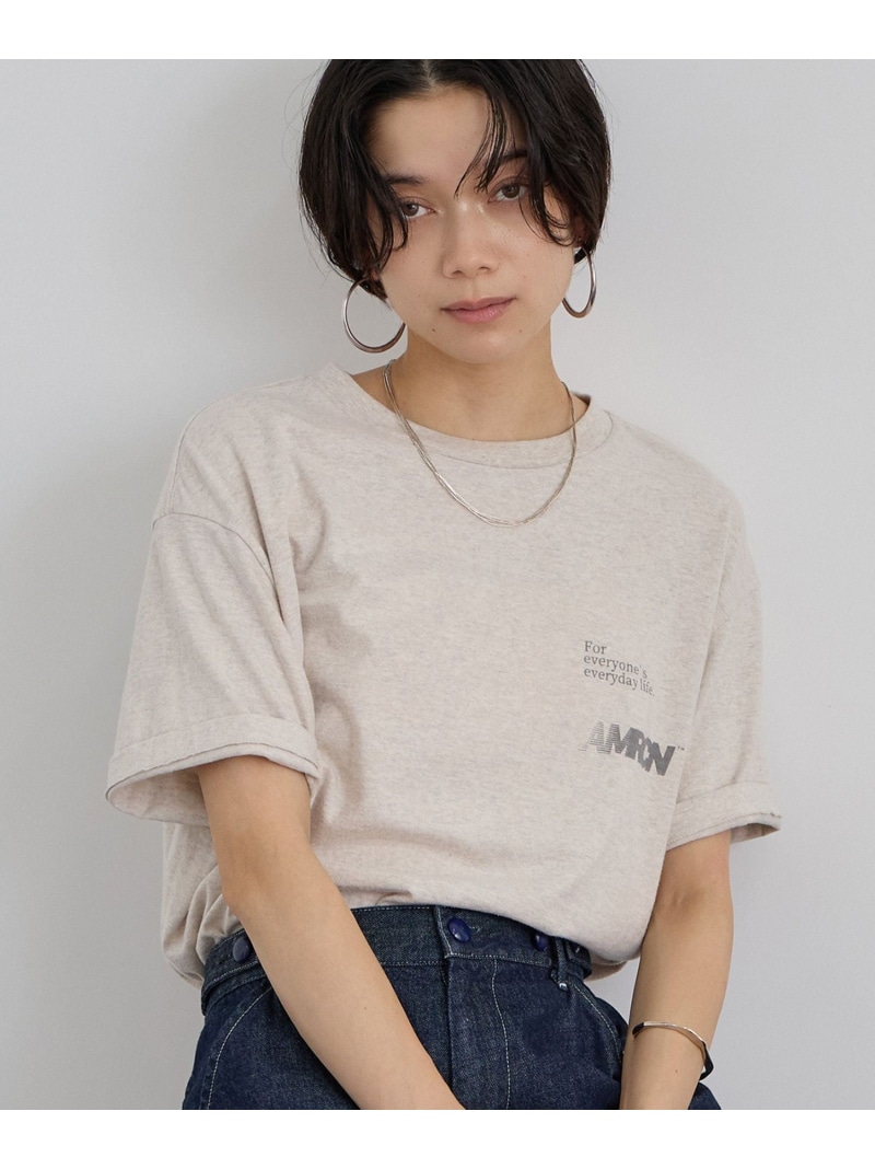 【Americana(アメリカーナ)】ラフィー丸胴 プリントT / ポイントロゴ SALON adam et rope サロン アダム エ ロペ トップス カットソー・Tシャツ ホワイト ブルー【先行予約】*【送料無料】[ Fashion]