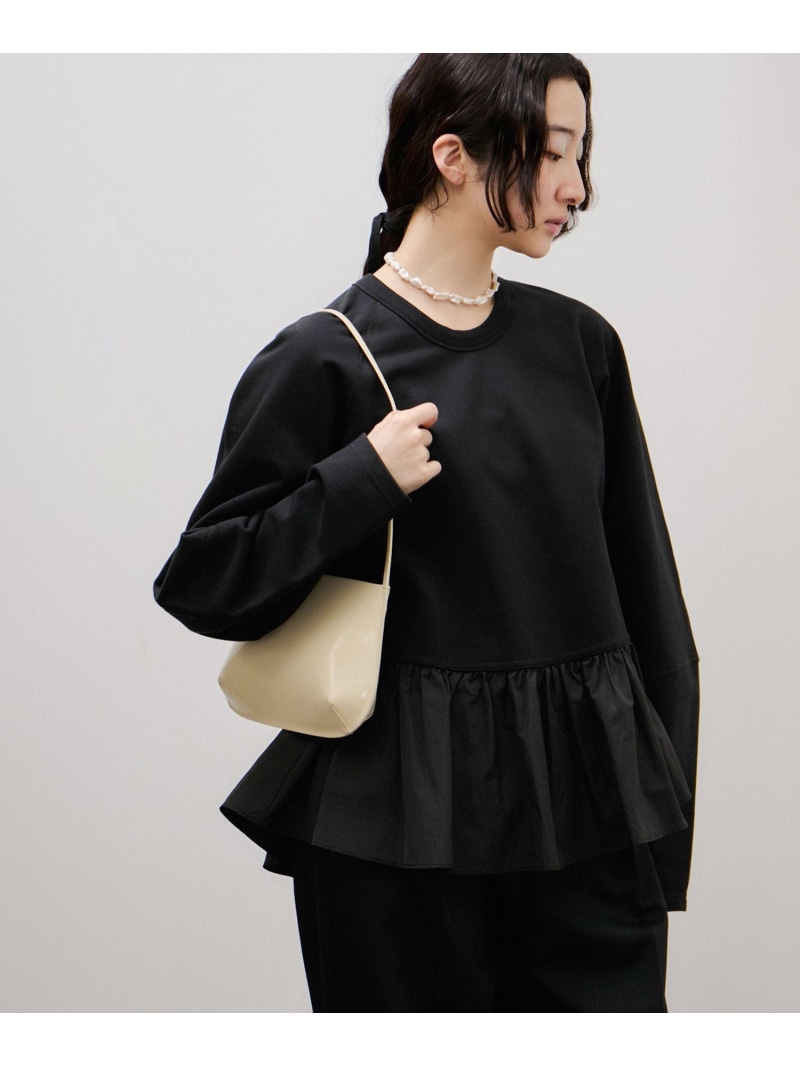 【SALE／40%OFF】ラグランスリーブペプラムプルオーバー ADAM ET ROPE' FEMME アダムエロペ トップス カットソー・Tシャツ ブラック ホワイト【RBA_E】【送料無料】[ Fashion]