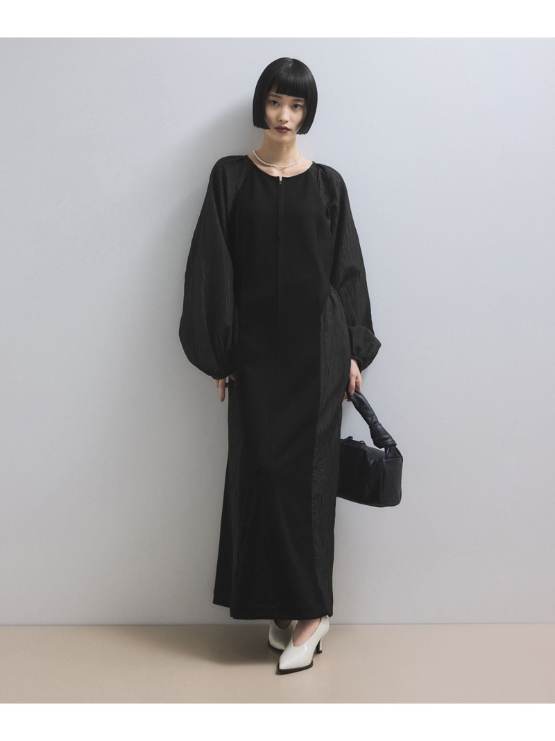 【SALE／30%OFF】【WEB限定】フロントZIPコンビギャザーワンピース ADAM ET ROPE' FEMME アダムエロペ ワンピース・ドレス ワンピース グレー ブラック ベージュ【RBA_E】【送料無料】[ Fashion]｜J&rsquo;aDoRe JUN ONLINE