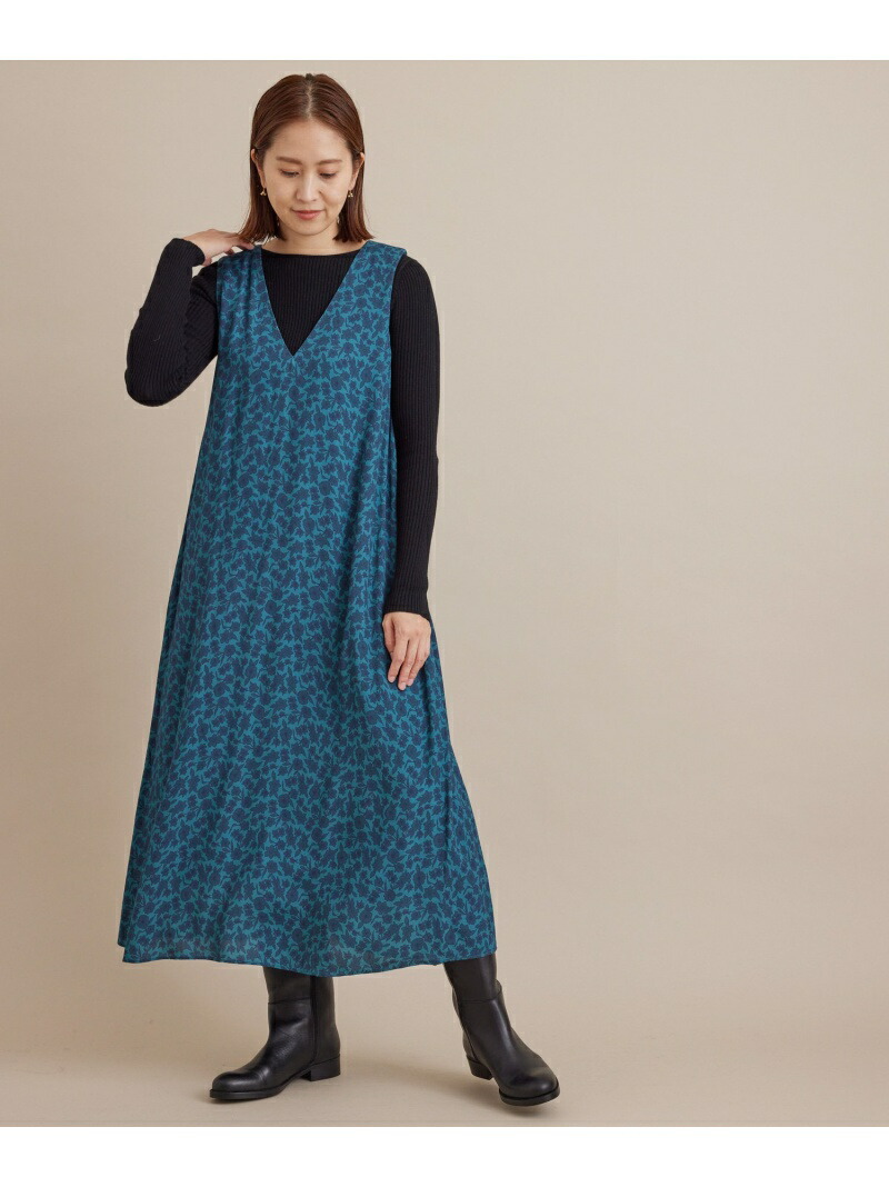 プリントバックレースアップワンピース Salon Adam Et Rope サロン アダム エ ロペ ワンピース ワンピースその他 グリーン ベージュ 送料無料 Rakuten Fashion Dokinkarfetv Com