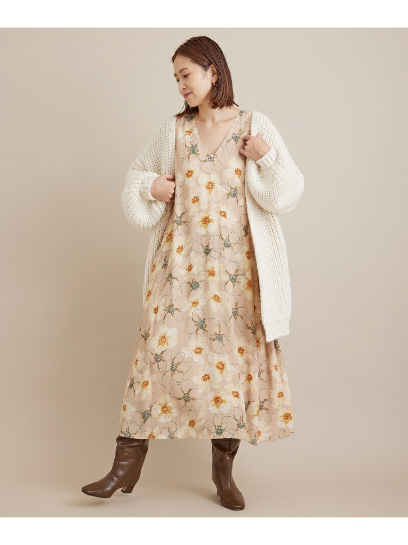 プリントバックレースアップワンピース Salon Adam Et Rope サロン アダム エ ロペ ワンピース ワンピースその他 グリーン ベージュ 送料無料 Rakuten Fashion Dokinkarfetv Com