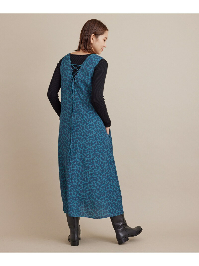 プリントバックレースアップワンピース Salon Adam Et Rope サロン アダム エ ロペ ワンピース ワンピースその他 グリーン ベージュ 送料無料 Rakuten Fashion Dokinkarfetv Com