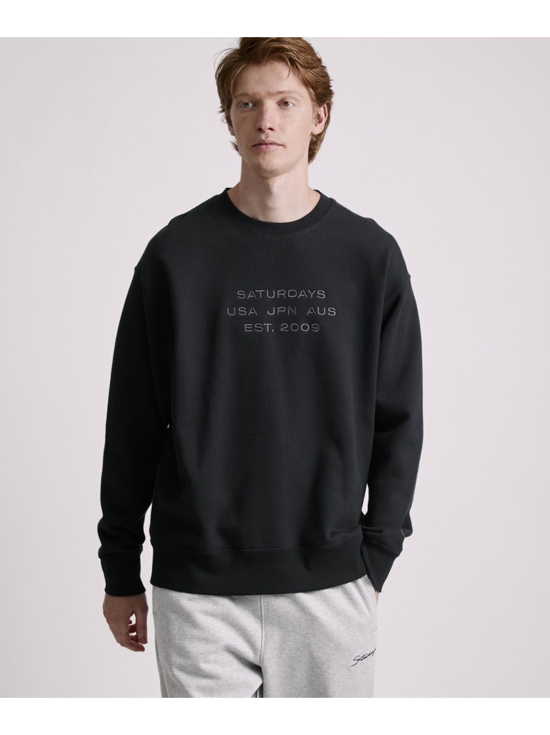 Bowery Dobby Weave International Sweatshirt Saturdays NYC サタデーズ ニューヨーク州シティ トップス スウェット・トレーナー 緑であること 黒いこと【貨物輸送無料】[ Fashion]