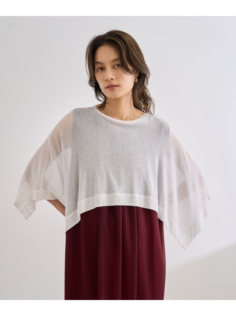 【SALE／50%OFF】【洗える】シアーフライスケープセットプルオーバー ROPE' ロペ トップス カットソー・Tシャツ ブラック ホワイト ブルー【RBA_E】【送料無料】[ Fashion]