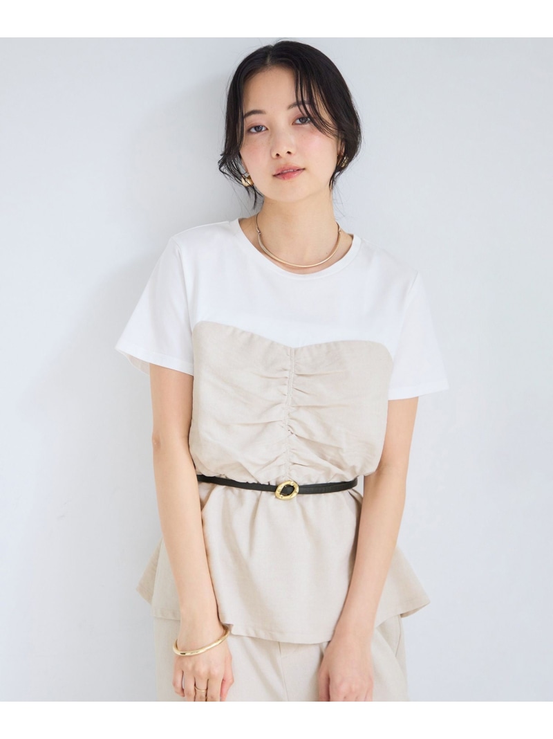 【WEB限定】美easyリネンライクシャーリングビスチェドッキングトップス/イージーケア・接触冷感 VIS ビス トップス カットソー・Tシャツ ブラック ベージュ ピンク グレー【送料無料】[ Fashion] 4,611円