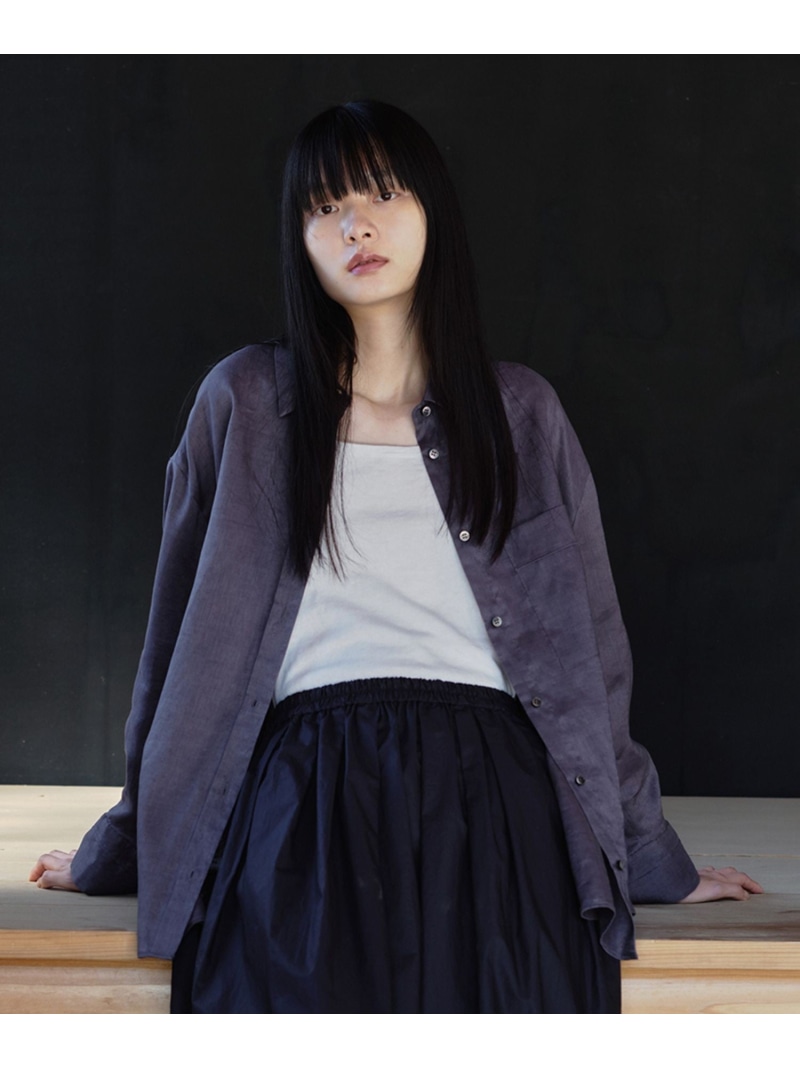 リネンオーバーシャツ / GENTLE LINEN SALON adam et rope サロン アダム エ ロペ トップス シャツ・ブラウス ピンク ブラック グレー【送料無料】[ Fashion]
