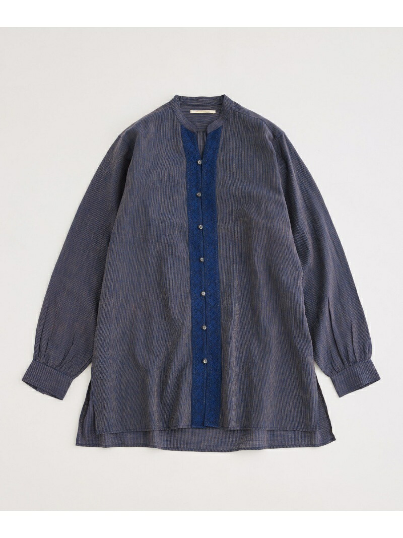 【SALE／50%OFF】【別注】《ne Quittez pas / ヌキテパ》OVER SIZE Caftan SHIRT ADAM ET ROPE' HOMME アダムエロペ トップス シャツ・ブラウス ネイビー オレンジ【RBA_E】【送料無料】[ Fashion]