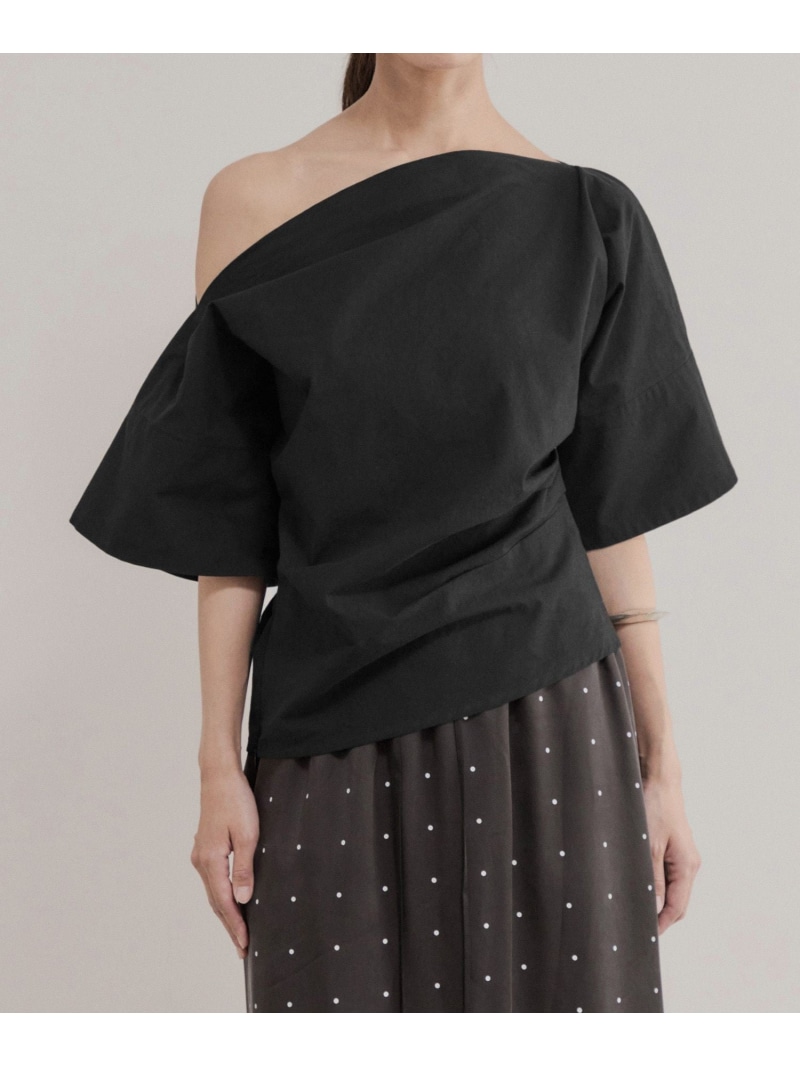 【EMOELLE】アシメスタイルトップス ADAM ET ROPE' FEMME アダムエロペ トップス カットソー・Tシャツ ブラック ホワイト【送料無料】[ Fashion]