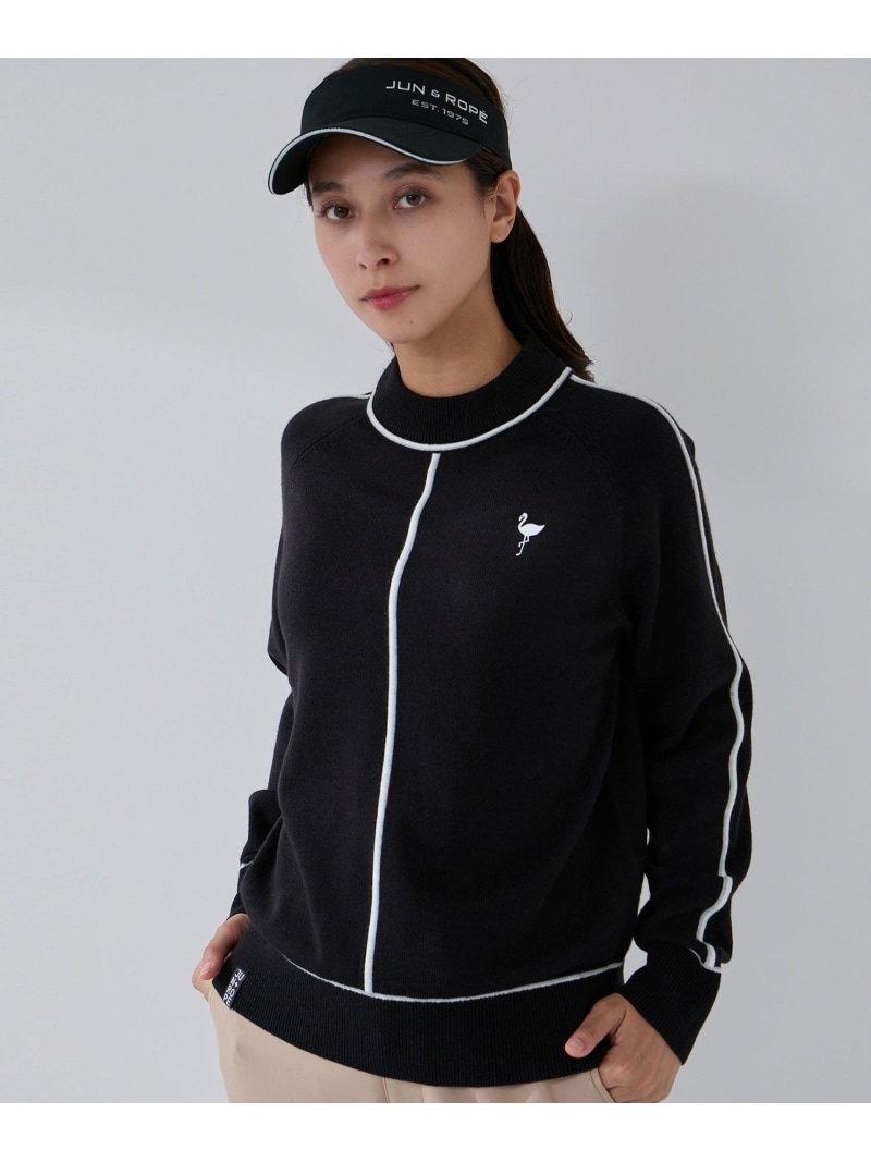 【SALE／30%OFF】配色ライン使いモックニット JUN&ROPE' ジュンアンドロペ トップス ニット ブラック ブルー ホワイト【RBA_E】【送料無料】[ Fashion]｜J&rsquo;aDoRe JUN ONLINE