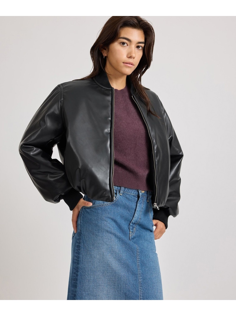 Dorothy Cropped Bomber Jacket  ｜ WOMEN Saturdays NYC サタデーズ ニューヨーク州シティ ジャケット・アウター 上衣・前掛け 黒いこと ぶどう酒赤いこと【貨物輸送無料】[ Fashion]