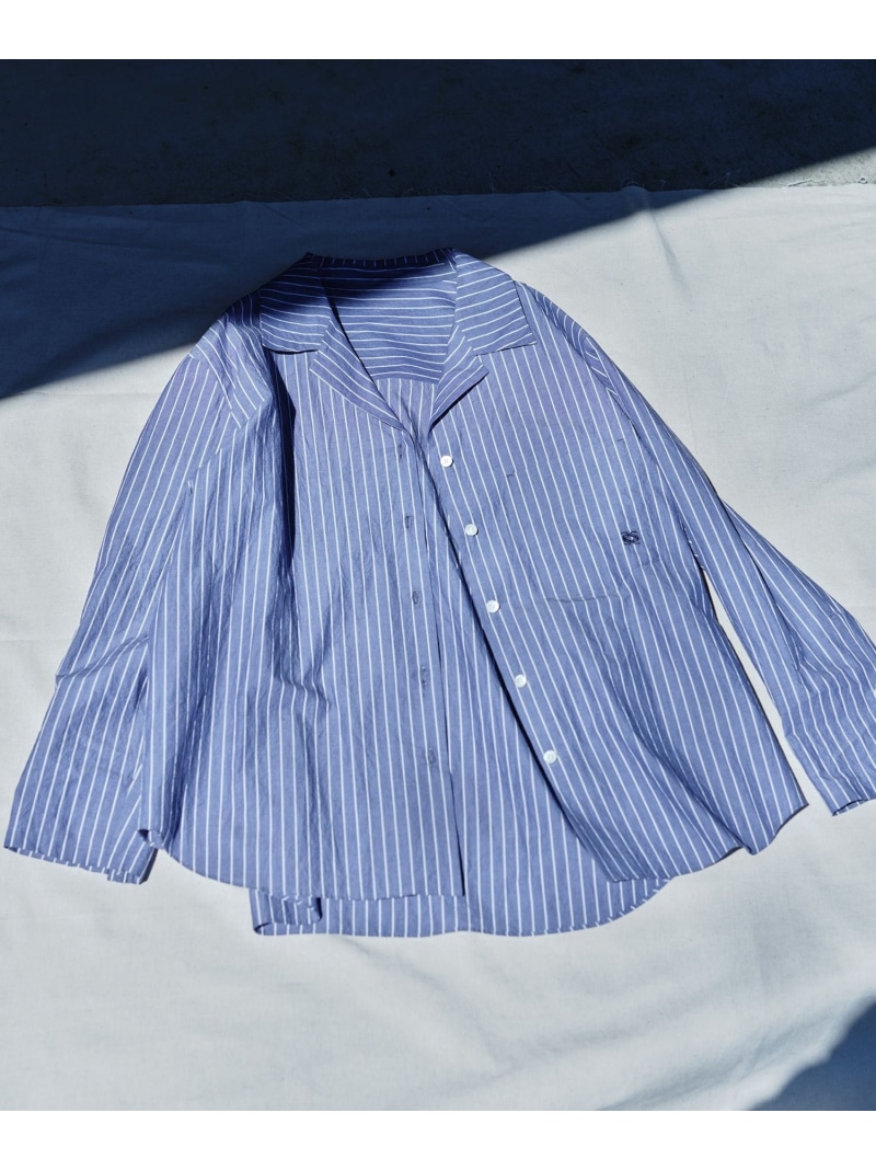 エンザイムコットンオープンカラーシャツ / FABRICA SALON adam et rope' サロン アダム エ ロペ トップス シャツ・ブラウス ベージュ ブルー【先行予約】*【送料無料】[ Fashion]