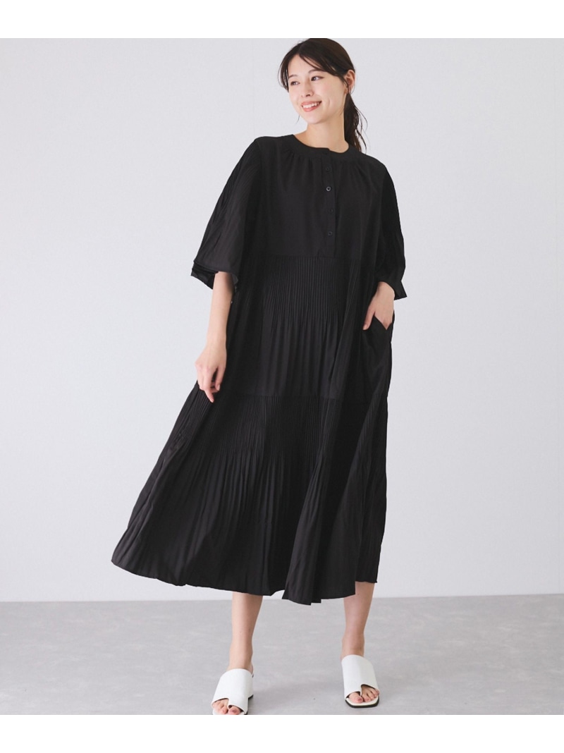 【SALE／30%OFF】プリーツワンピース JAYRO ジャイロ ワンピース・ドレス ワンピース ブラック ベージュ【RBA_E】【送料無料】[ Fashion]