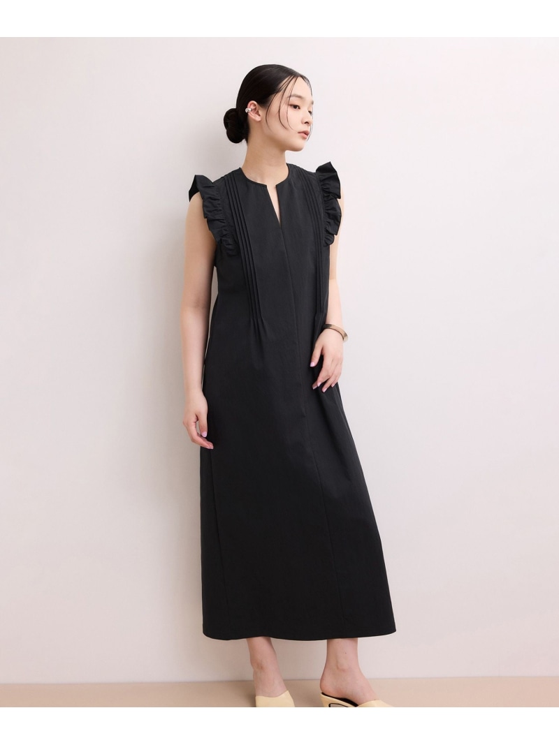 【WEB押さえる】フリルショルダーワンピース ADAM ET ROPE\u0027 FEMME アダムエロペ 衣装・御召しもの 衣装 ベージュ 黒いこと【貨物輸送無料】[ Fashion]