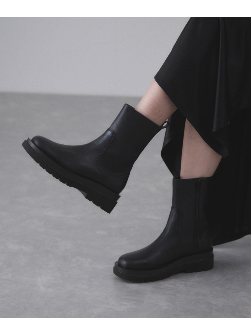 トラックソールストレッチブーツ ADAM ET ROPE' FEMME アダムエロペ シューズ・靴 ブーツ ブラック【送料無料】[ Fashion]