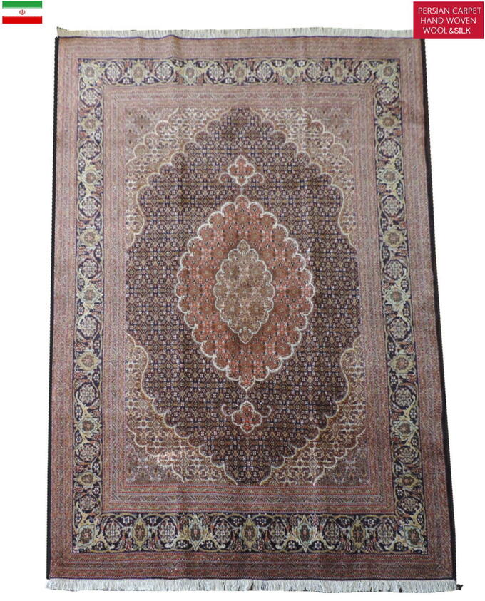 【10%OFFクーポン券客体】【中古.見せびらかす品】イラン引っ敷き 引っ敷き 引っ敷き 羊毛\u0026絹地 手織り 御膳上等 イラン引っ敷きの発祥地 ペルシャ タブリーズ産 151cm×196糎 【本物引き請ける/直輸入】