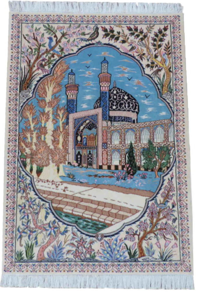 イラン引っ敷き 引っ敷き 羊毛＆絹地 手織り御膳上等 イラン引っ敷きの発祥地 ペルシャ 野球クラブ産 入り口・入口つや消し大いさ 114cm×75糎【本物引き請ける】