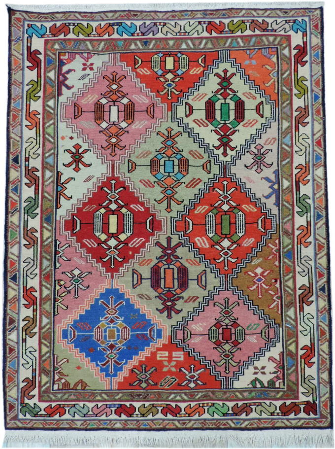 スマックキリム 手織り ペルシャキリム 高品質ウール イランシルジャン 産 敷物 サイズ102cmｘ75cm【本物保証/直輸入】