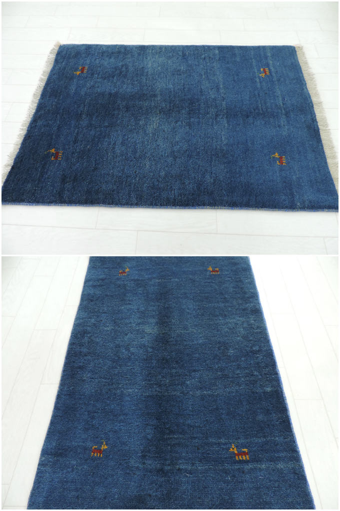 ギャッベ 手織り ウール 絨毯 シラーズ産 玄関マットサイズ 93cm×60cm