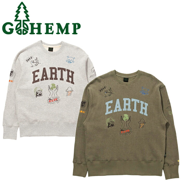 【SALE/10%OFF】GOHEMP ゴーヘンプ GHC4467ERT EARTH CREW SWEAT 地べた 労働者の一団 流汗 ロング捩り 長袖 裏起毛 吸湿 速乾 ビンテージ トップス ヘンプ 麻 自然的 オーガニック 綿織物 表どおり アウトドア メンズ レディース ユニ一発やる 2色合い トップス-メンズファッション