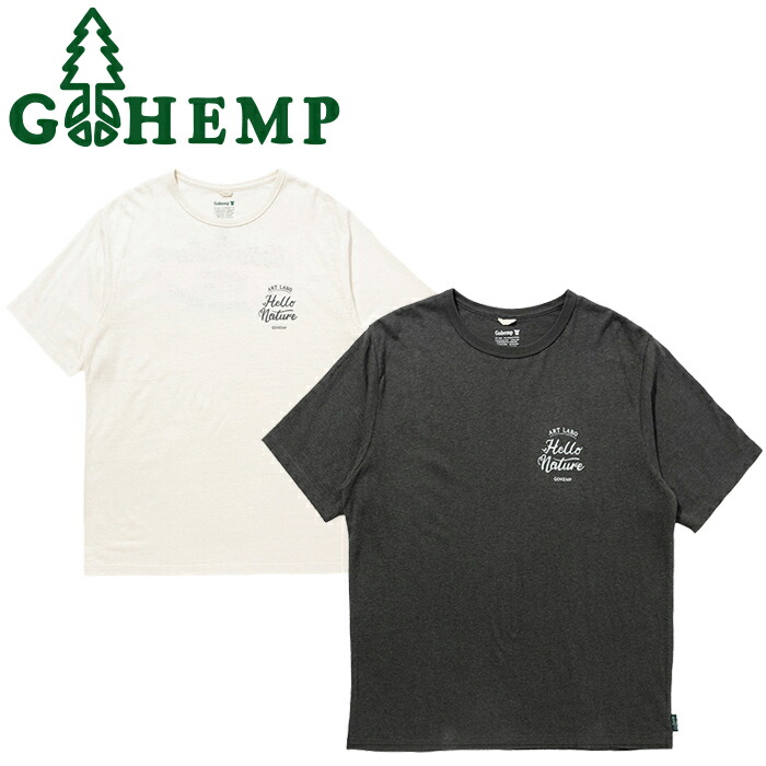 GOHEMP ゴーヘンプ GHC4532GH14 GREEN MESSAGE WIDE FITS TEE グリーン メッセージ ワイド フィット ティー Tシャツ 麻 トップス 半袖 オーガニック エスニック ナチュラル カジュアル アウトドア メンズ ユニセックス 2カラー