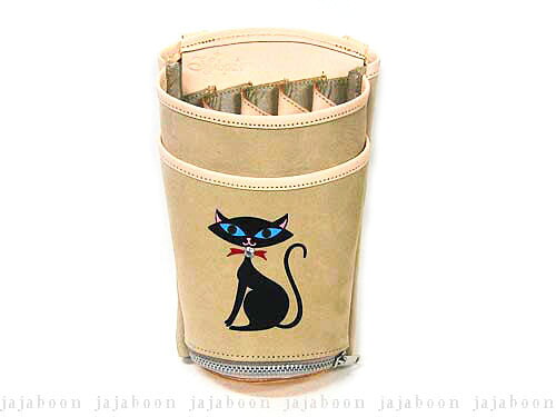 JAJABOON 黒猫シザーケース ベージュ 5丁差し （革胴締め付き添い人） バッグ・小物・ブランド雑貨-男女兼用バッグ-ボディバッグ・ウエストポーチ