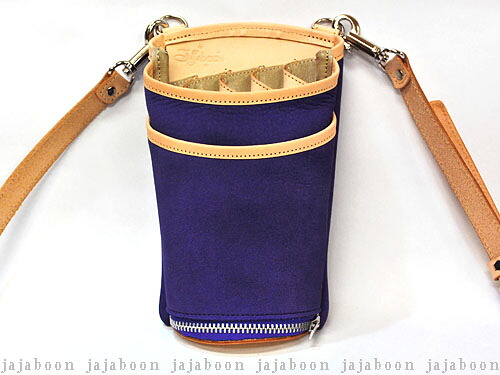 JAJABOON シザーケース　パープル無地　5丁差し　（革ベルト付き）｜レザーアクセサリーJAJABOON