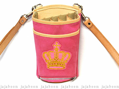 JAJABOON 王冠シザーケース　ピンク　5丁差し　（革ベルト付き）｜レザーアクセサリーJAJABOON