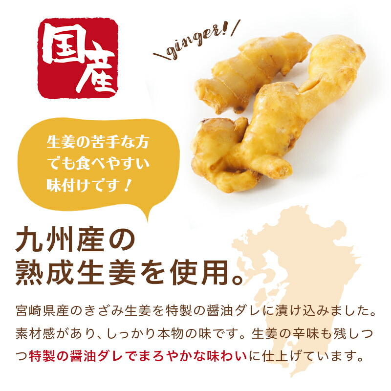 【送料無料】しょうが醤油漬け国産万能おかず生姜3袋セット刻みしょうがごはんのおともふりかけポイント消化ご飯のお供