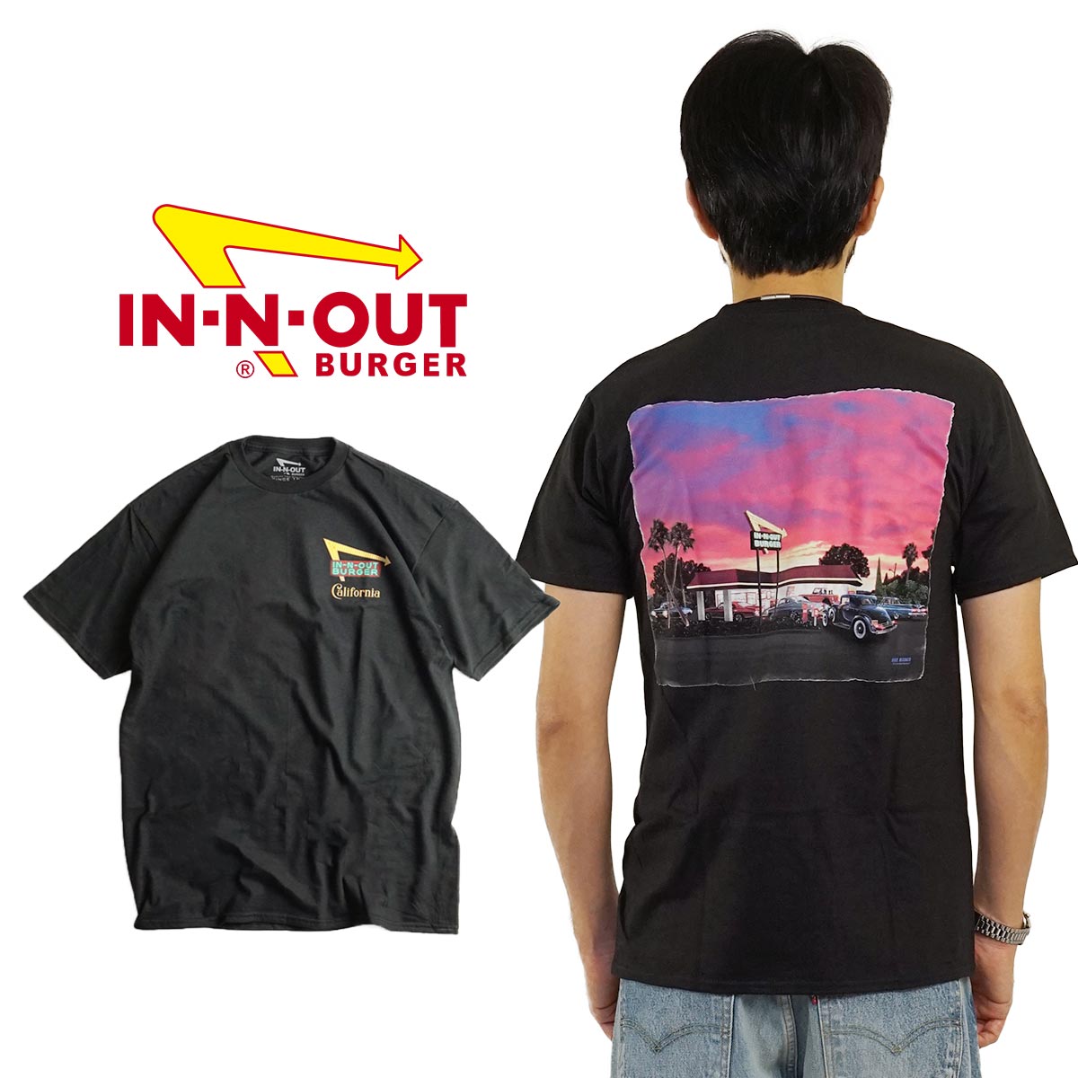 【ERL】関税、送料込み カリフォルニア ディストレストTシャツ 関税送料込【ERL】カリフォルニア ロゴ Tシャツ (ERL/Tシャツ