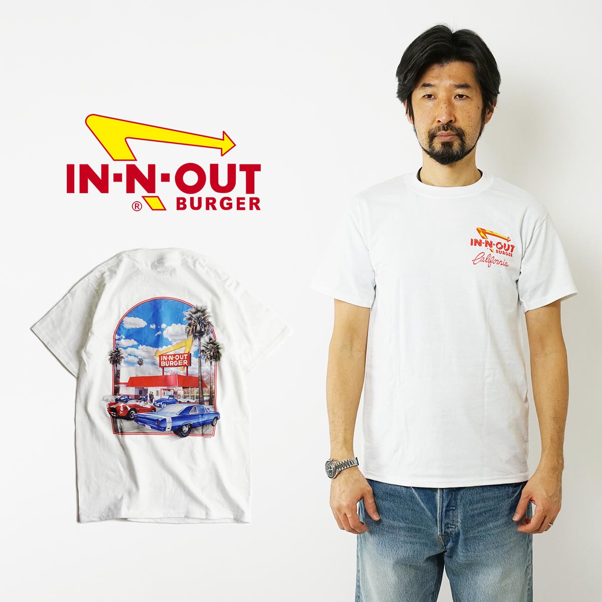 楽天市場】インアンドアウトバーガー 半袖 ポケット Tシャツ ホワイト