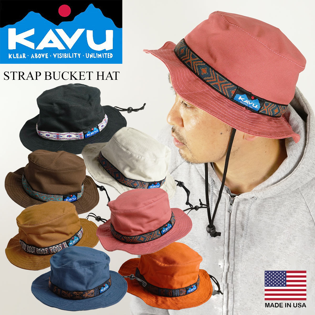 楽天市場 カブー Kavu ストラップ バケットハット アメリカ製 米国製 コットン キャンプ サファリ ハット ブーニー 帽子 Jalana ジャラーナ