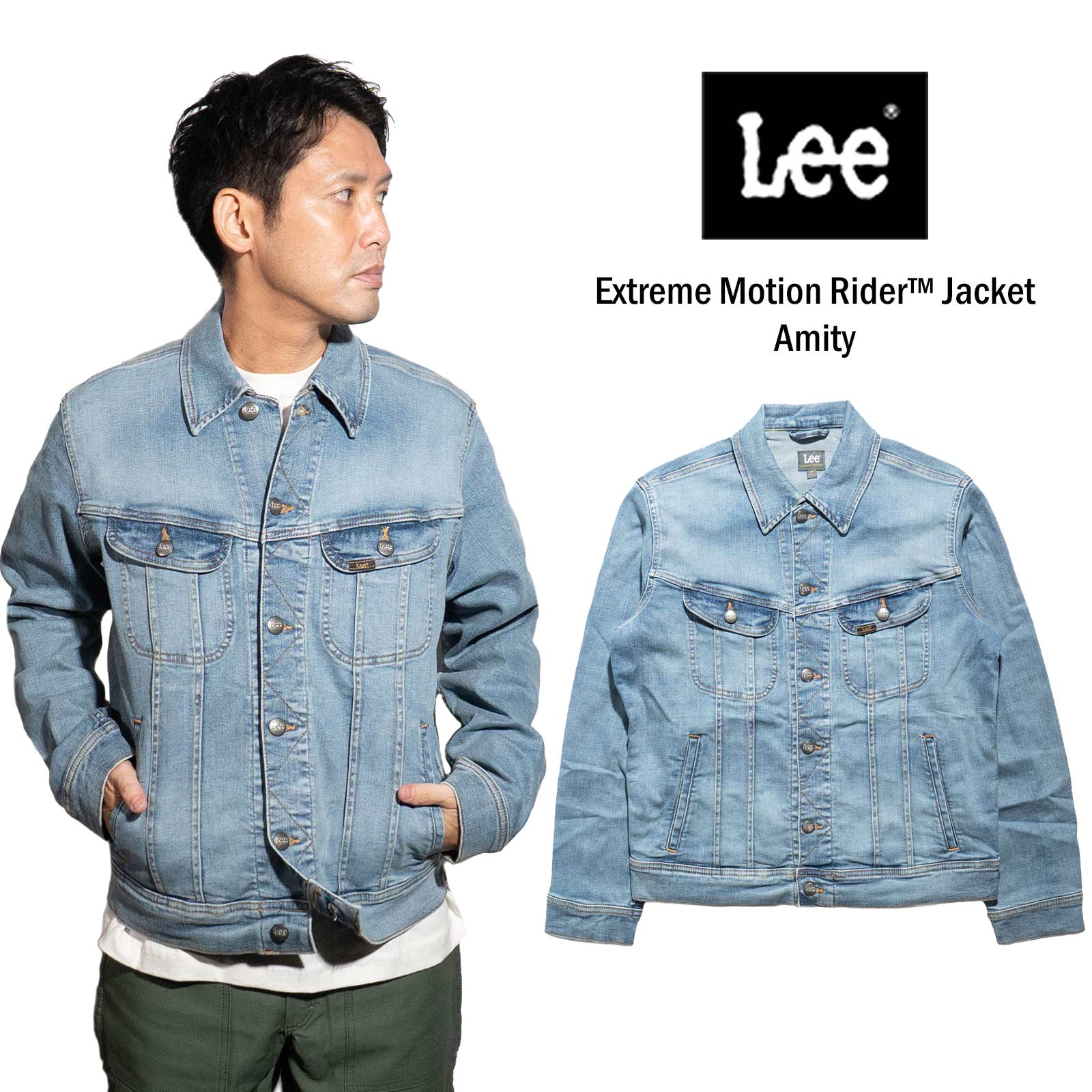 Lee ストライプデザイン デニムロングジャケット Lee リー レディース STANDARD WARDROBE ライダース デニム