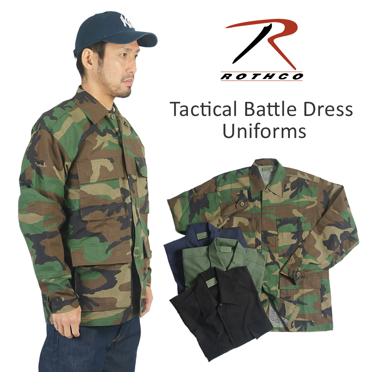 【クーポン配布中】ロスコ ROTHCO コットン リップストップ タクティカル BDUシャツ ｜ メンズ S-XL ミリタリーシャツ ミリタリージャケット フィールドジャケット 米軍 アメリカ軍