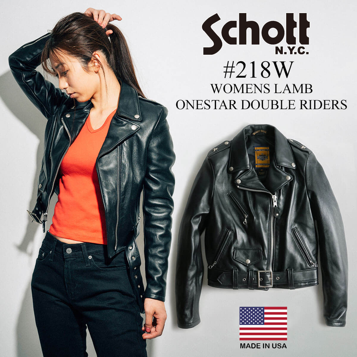 特別製の-schott - ショットレザージャケッ•ト革ジャン黒ブラック