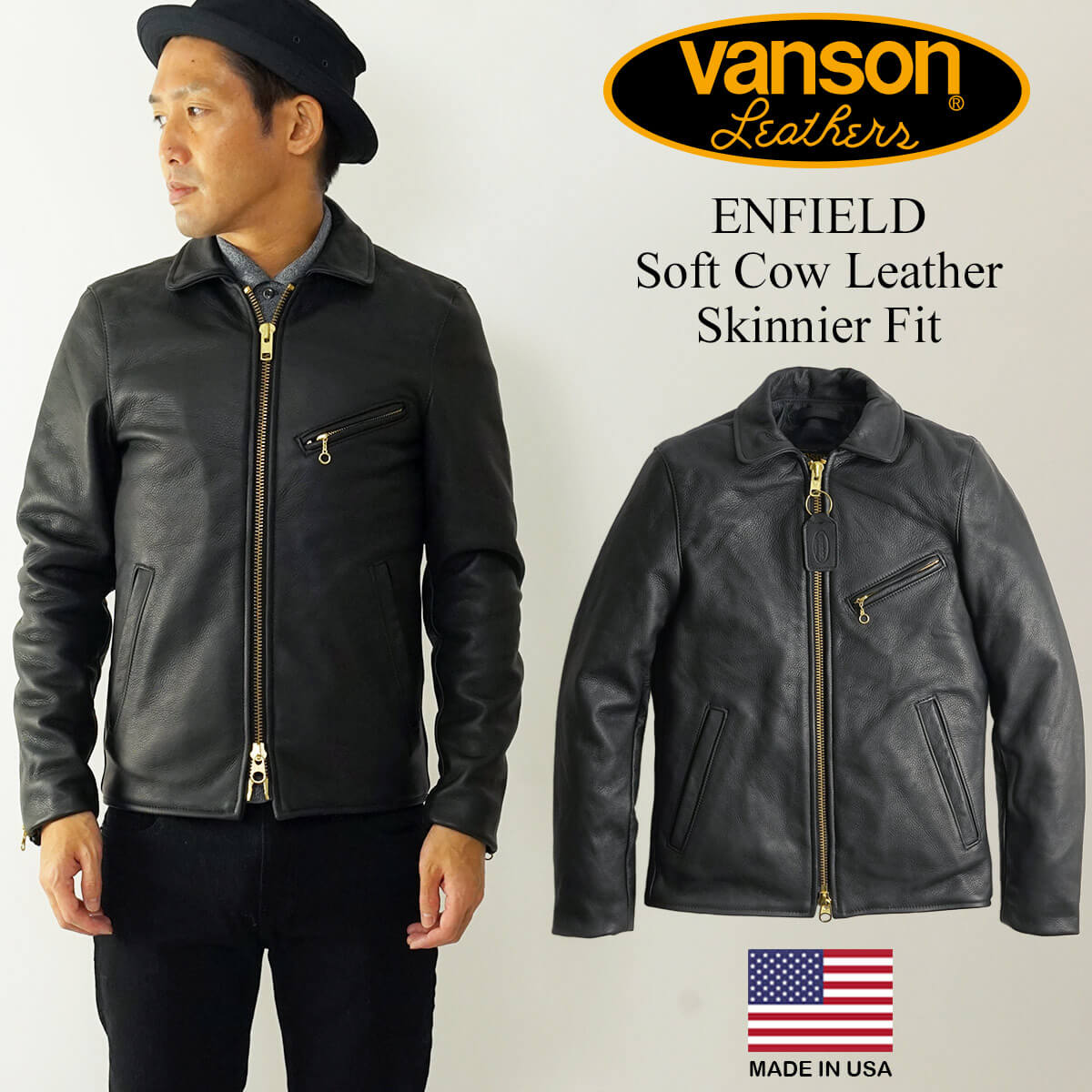 楽天市場】バンソン VANSON MODEL B シングル ライダース ブラック