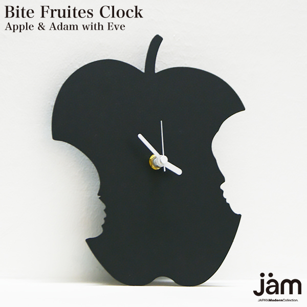 『Bite Fruits Clock -Apple &amp; Adam with Eve-』置時計 北欧 おしゃれ 静か スイープクオーツ ギフト 新築祝い 引っ越し祝い 結婚祝い