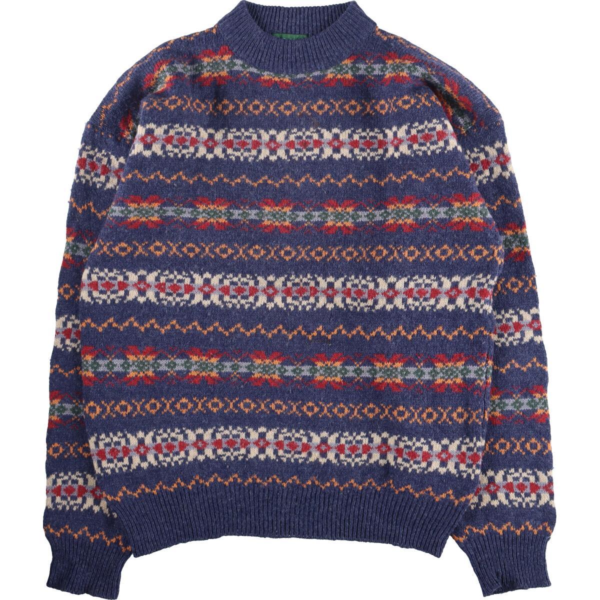 古着 WILD GOOSE 総柄 ノルディック柄 ハイネック ウールニット 