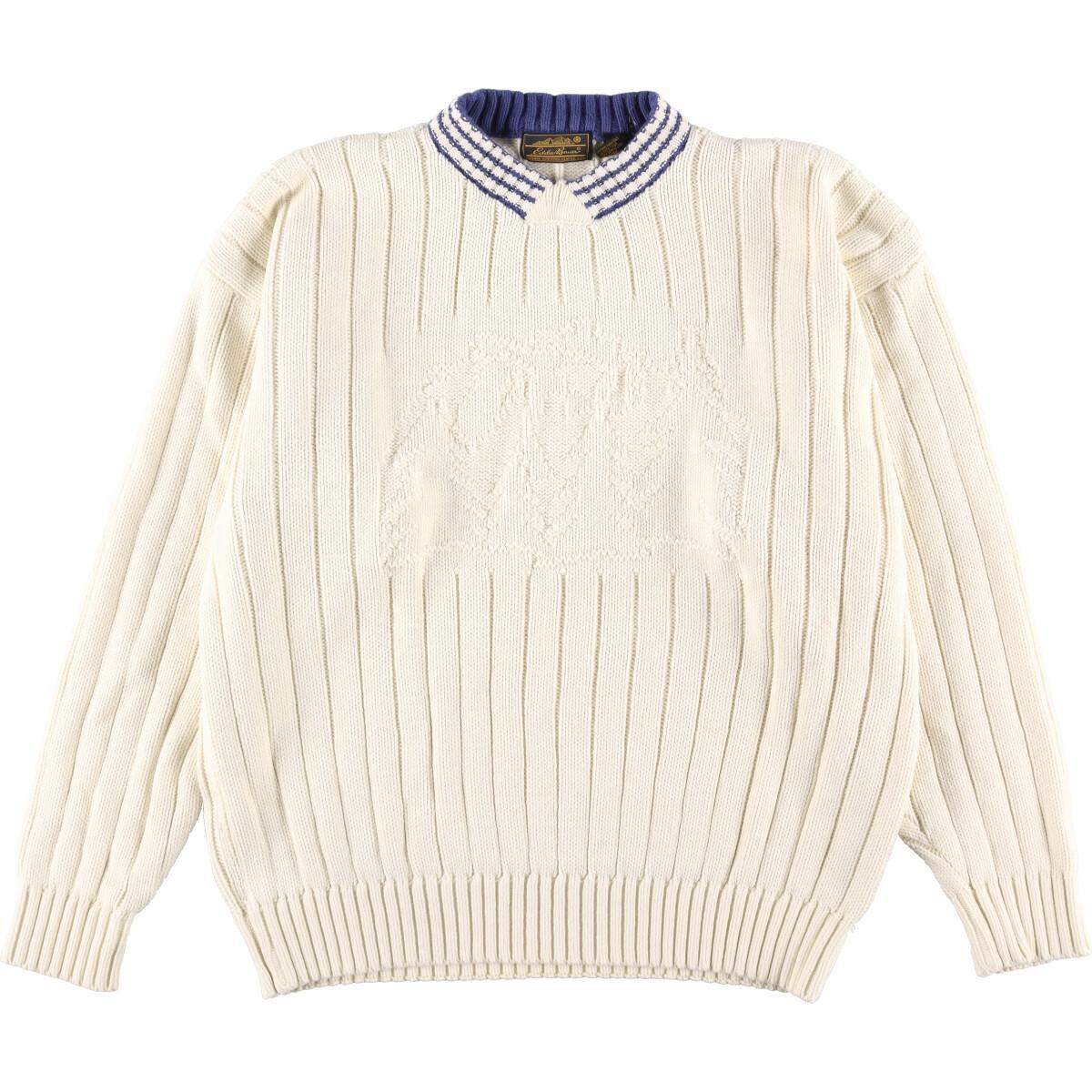 古着 80年代 エディーバウアー Eddie Bauer コットンニットセーター メンズl ヴィンテージ Eaa 全商品オープニング価格特別価格