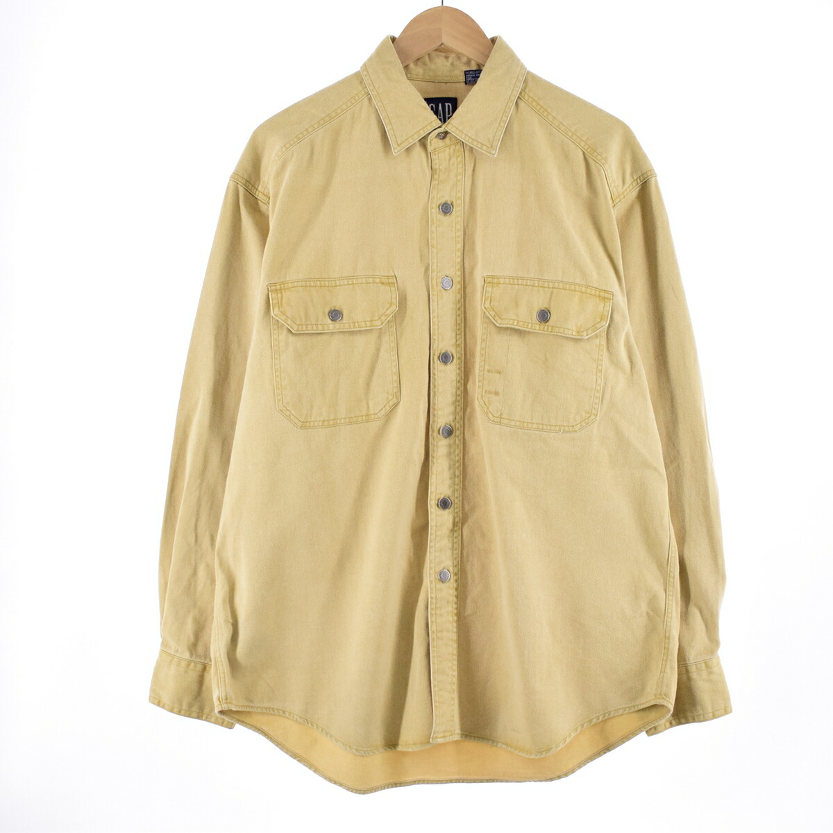 90s OLD GAP カラー デニム 長袖 ボタンダウン シャツ メンズ М / 90年代 オールド ギャップ ヘビーウェイト コットン 長袖シャツ 紺タグ main image 1