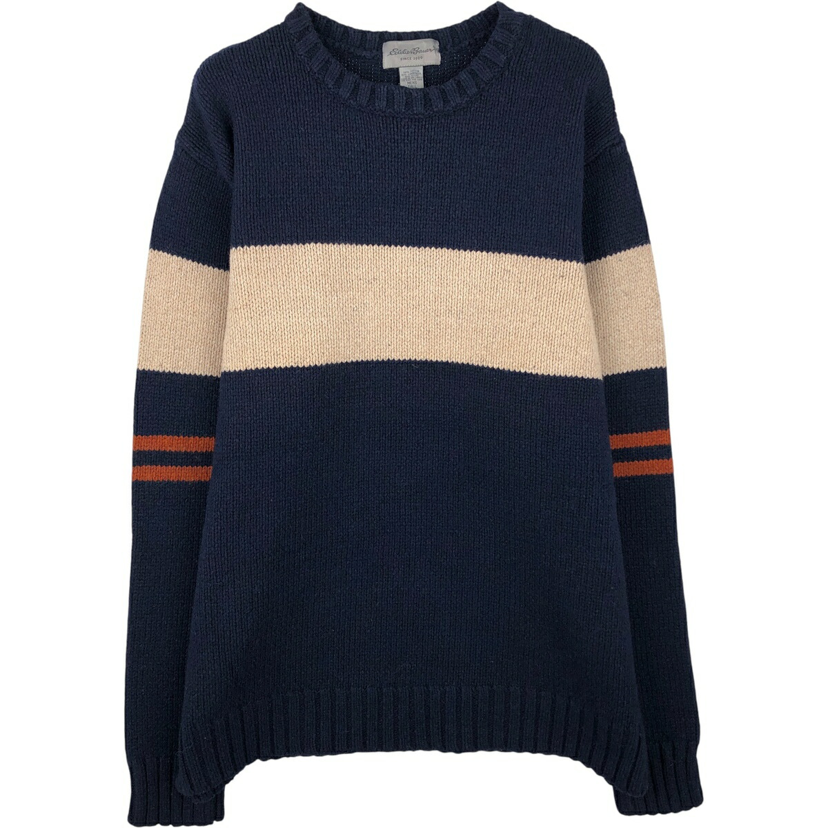 古着 エディーバウアー Eddie Bauer コットンニットセーター メンズXL相当 /eaa399271 【中古】 【260222】 ネイビー系 秋冬