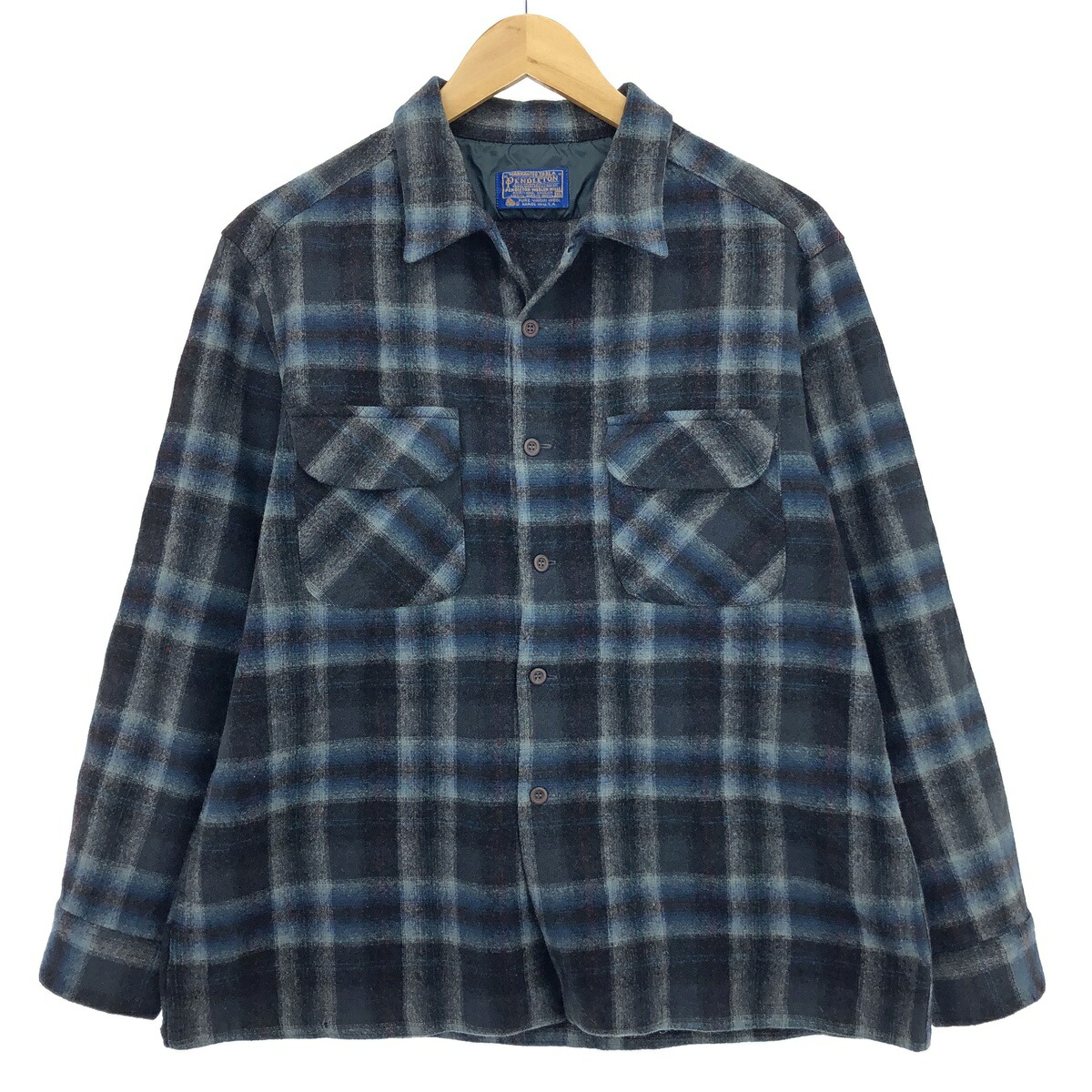 【楽天市場】古着 70'S ペンドルトン PENDLETON チェック柄 オープンカラー ボードシャツ ウールボックスシャツ USA製 メンズ