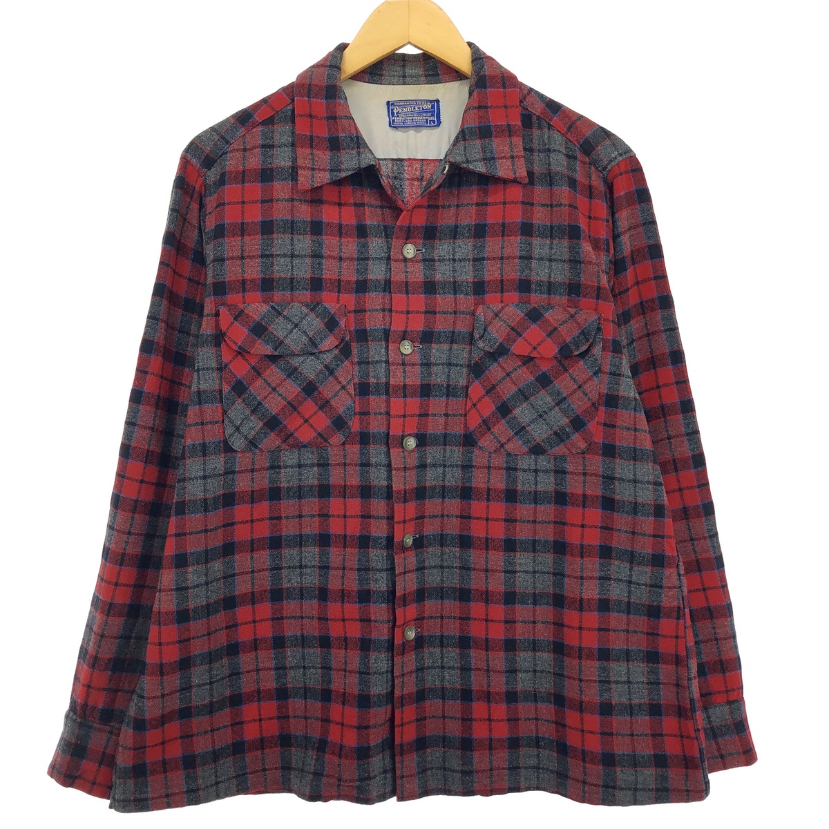 【楽天市場】古着 50'S ペンドルトン PENDLETON チェック柄 オープンカラー ボードシャツ ウールボックスシャツ メンズL
