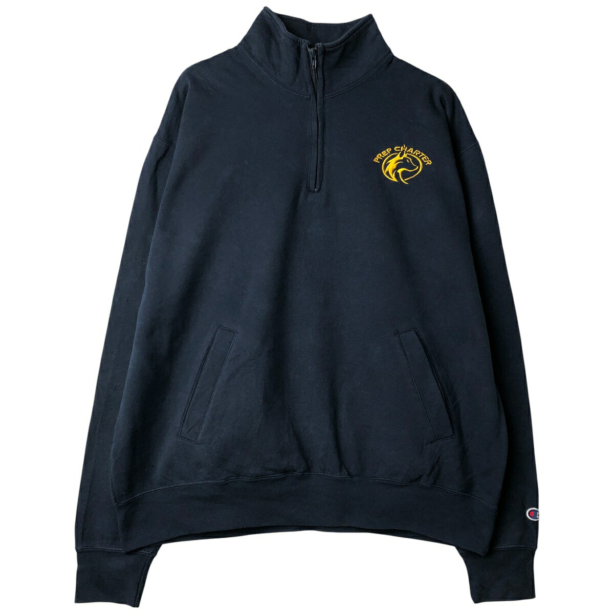 古着 チャンピオン Champion ECO AUTHENTIC カレッジ ハーフジップスウェットシャツ トレーナー メンズXL相当 /eaa419181 【中古】 【260202】 【NH-2508】 【SS2603_30】 ネイビー系 春夏秋冬