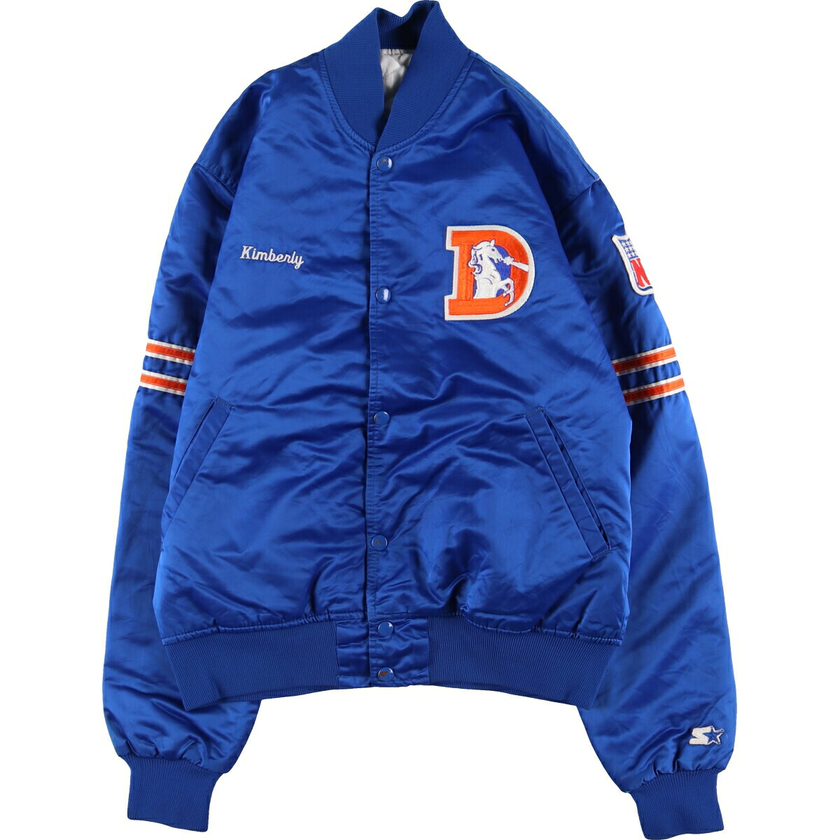 vintage デンバー・ブロンコス 90s STARTER ジャケット Vintage Starter NFL Denver Broncos Satin Bomber Jacket L