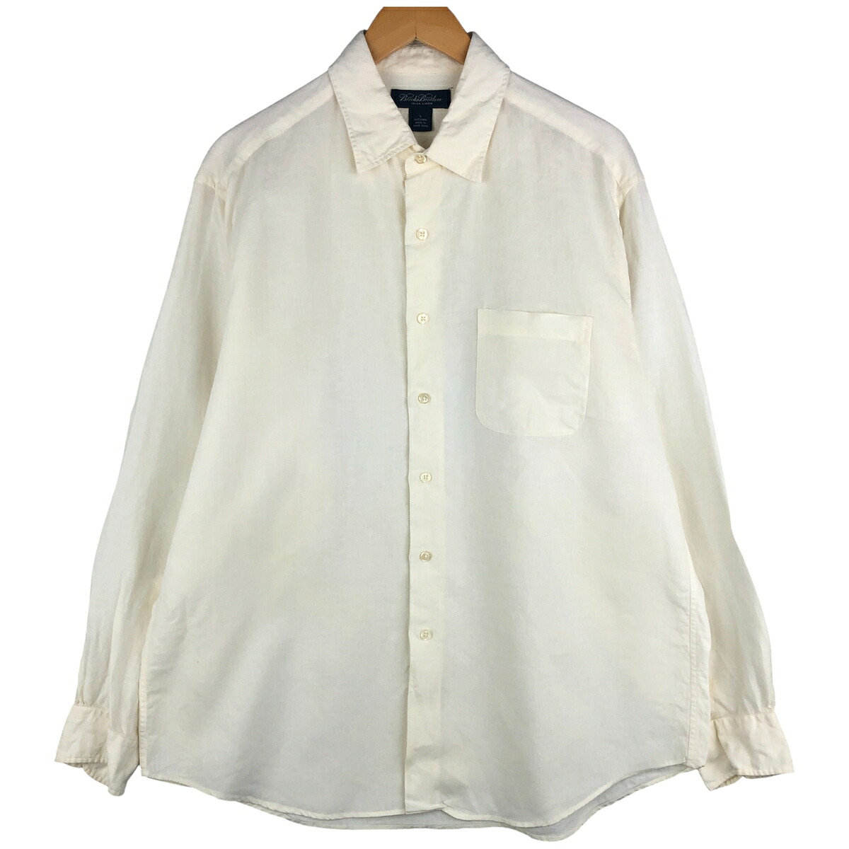 古着 ブルックスブラザーズ Brooks Brothers 長袖 リネン ボタンダウンシャツ メンズL相当 /eaa458501 【中古】 【260201】 ホワイト系 春夏秋冬