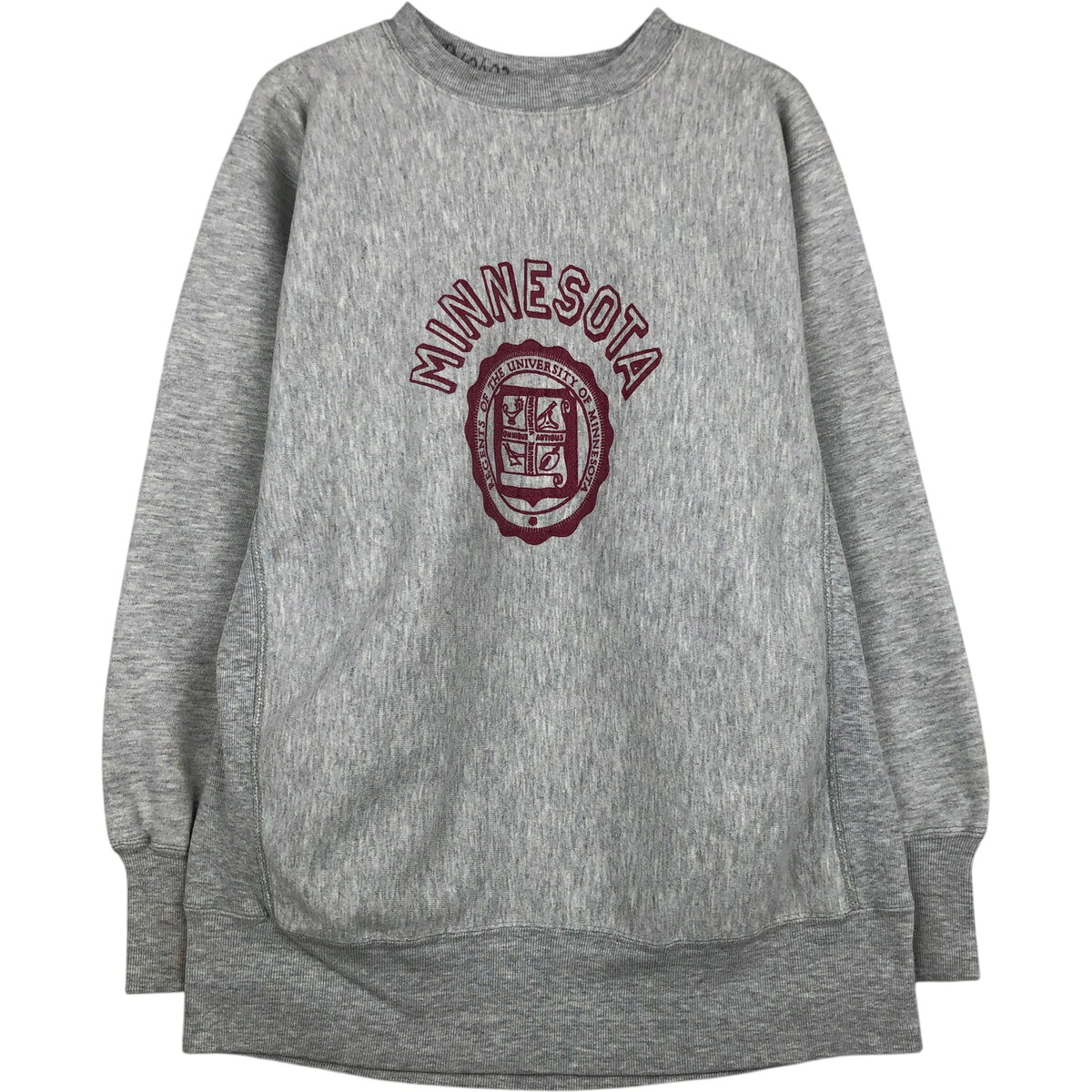 古着 90'S チャンピオン Champion REVERSE WEAVE リバースウィーブ 刺繍タグ MINNESOTA ミネソタ大学 カレッジスウェットシャツ トレーナー USA製 メンズXL相当 ヴィンテージ /eaa477387 【中古】 【260302】 グレー系 春夏秋冬