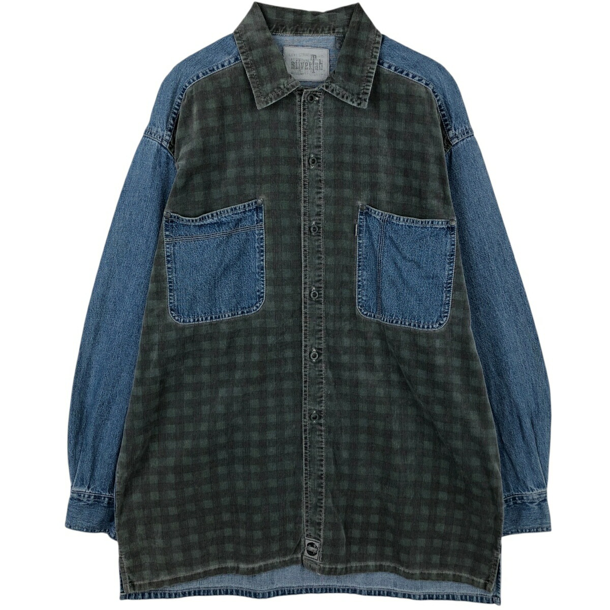 古着 リーバイス Levi's SILVER TAB シルバータブ チェック柄 コーデユロイ切替 長袖 デニムシャツ メンズM相当 /eaa477459 【中古】 【260309】 【GR-NV-2604】 ブルー系 春夏秋冬